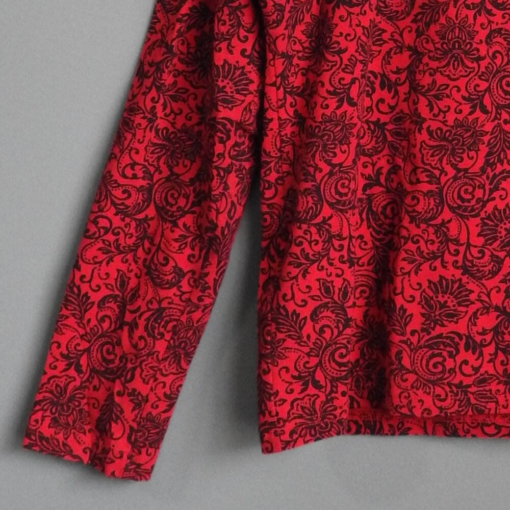 2/$13 Kim Rogers Women's Crew Neck Long Sleeve Top Black & Red Floral Size L - Picture 2 of 6